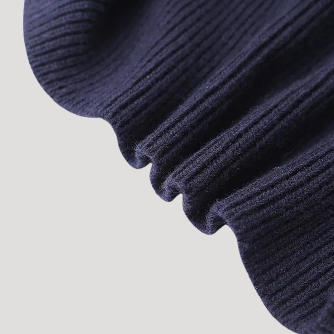 Women’s Knit Cardigan with Denim Trim