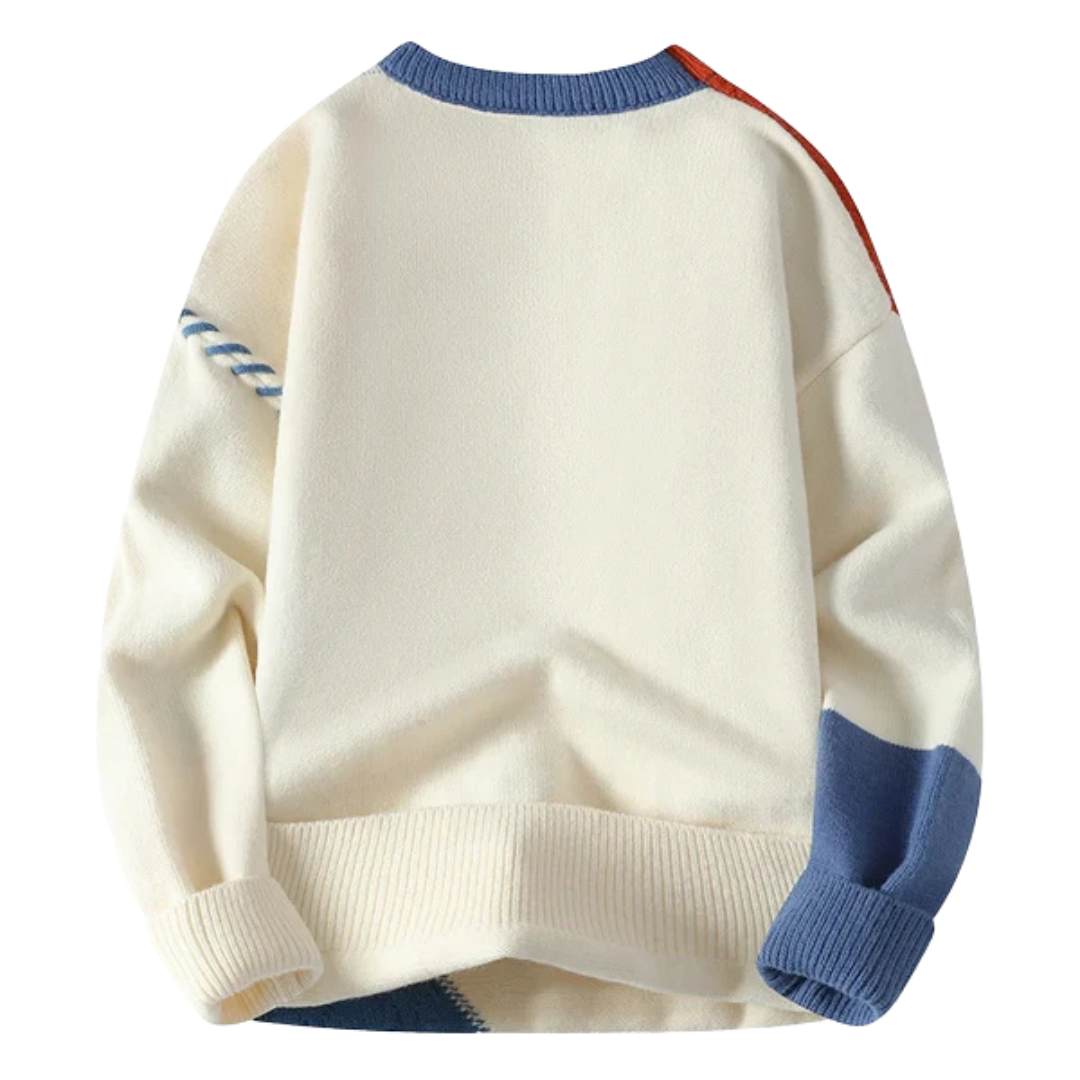 Men’s Cable Knit Patchwork Jumper