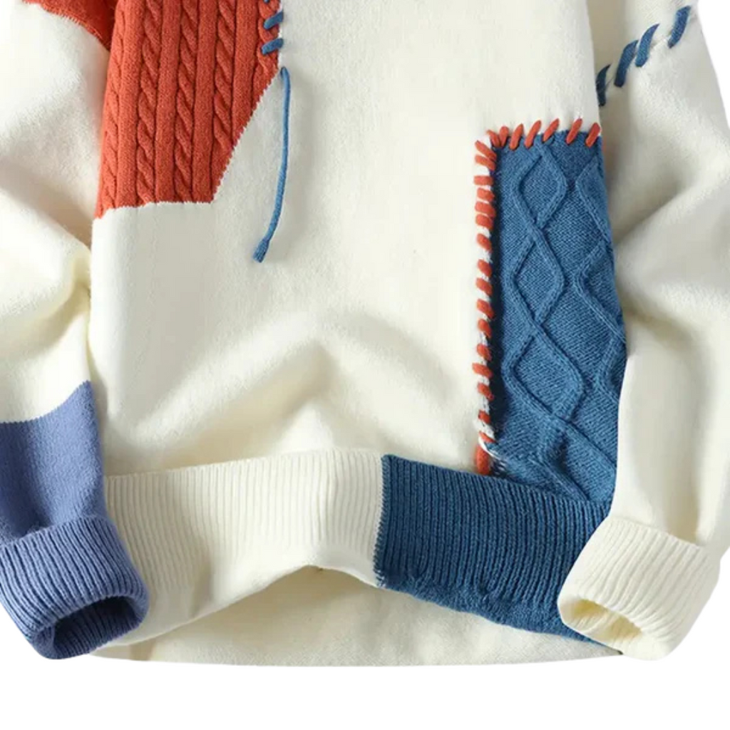 Men’s Cable Knit Patchwork Jumper