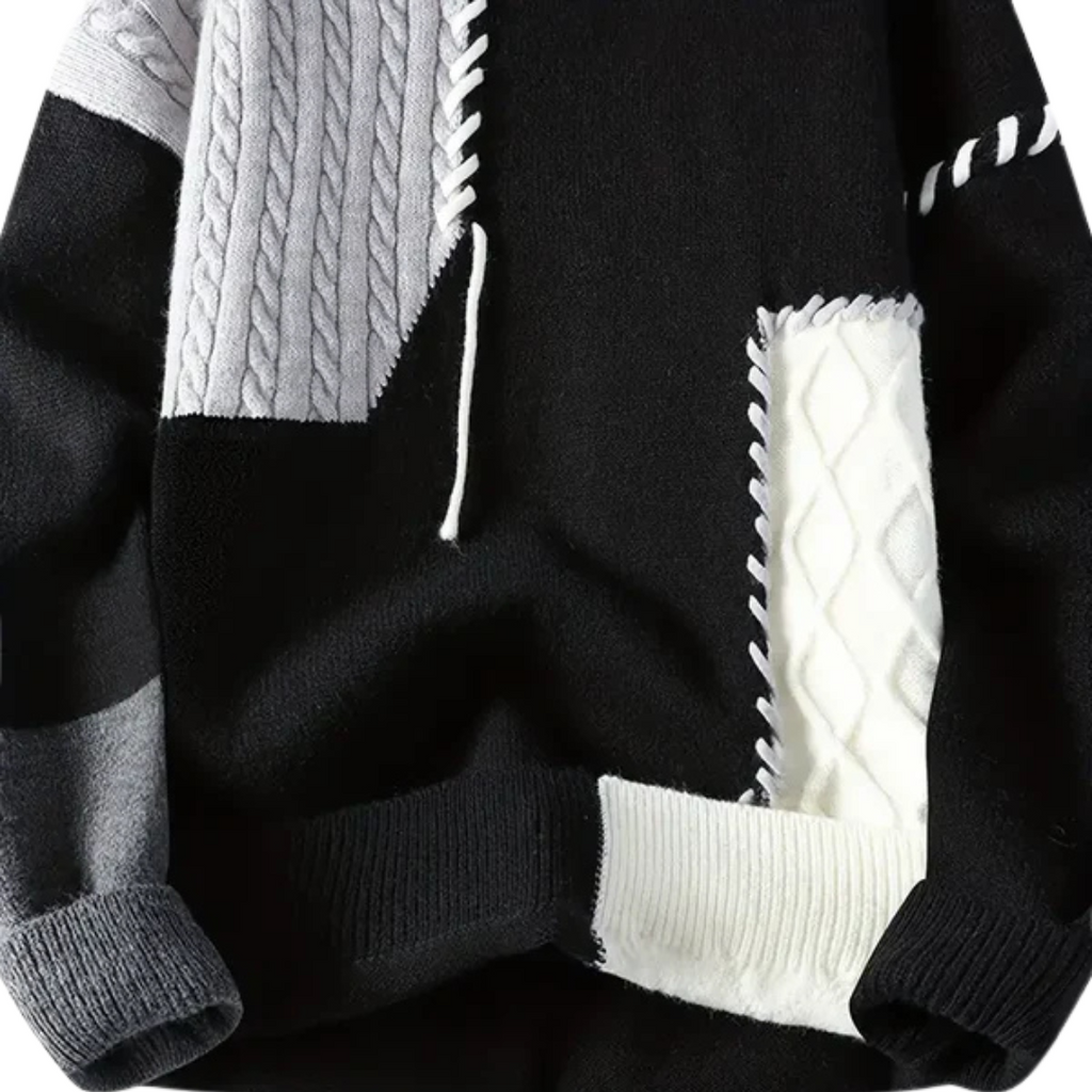 Men’s Cable Knit Patchwork Jumper