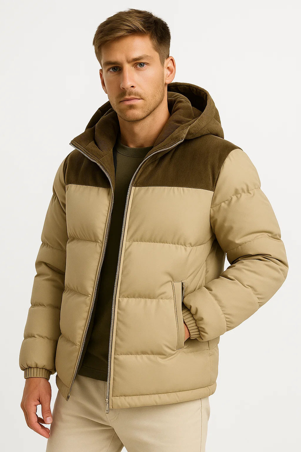 Men’s Puffer Jacket – Lightweight Hooded Winter Coat with Insulation