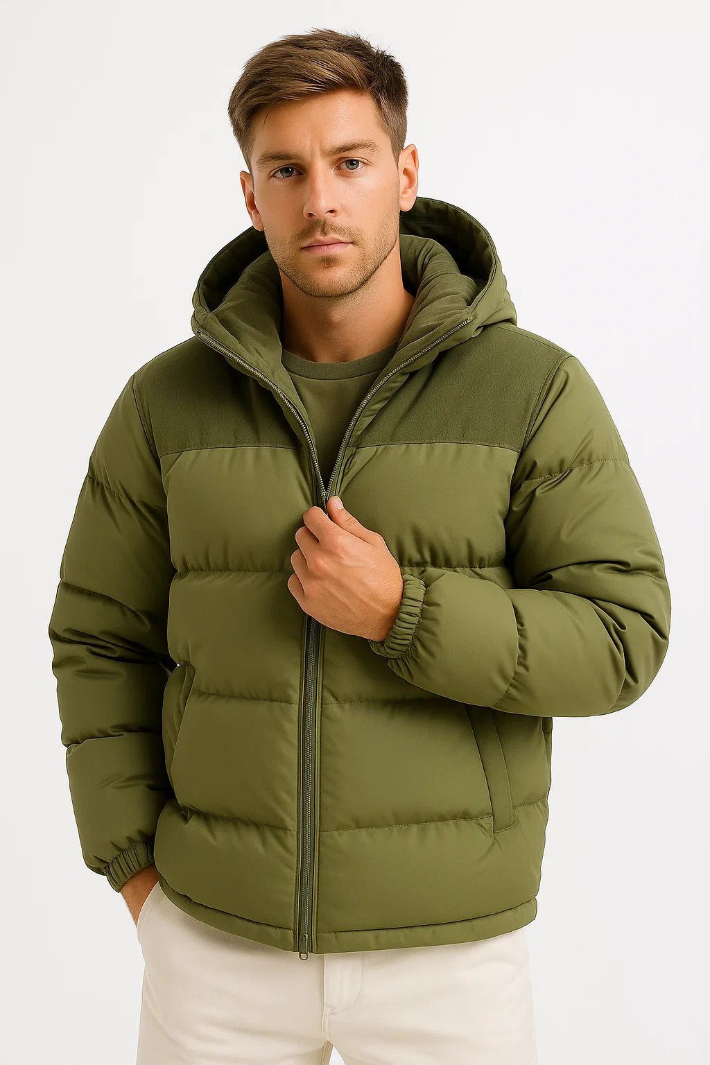 Men’s Puffer Jacket – Lightweight Hooded Winter Coat with Insulation