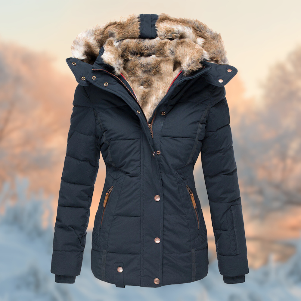 Women's Warm Winter Coat with Hood and Flattering Fit