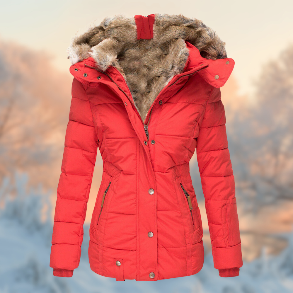 Women's Warm Winter Coat with Hood and Flattering Fit
