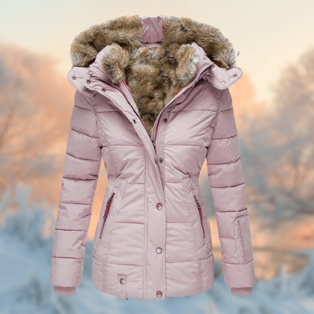 Women's Warm Winter Coat with Hood and Flattering Fit