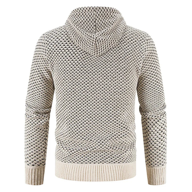 Men’s Knitted Cardigan – Fleece-Lined Zip-Up Winter Jacket