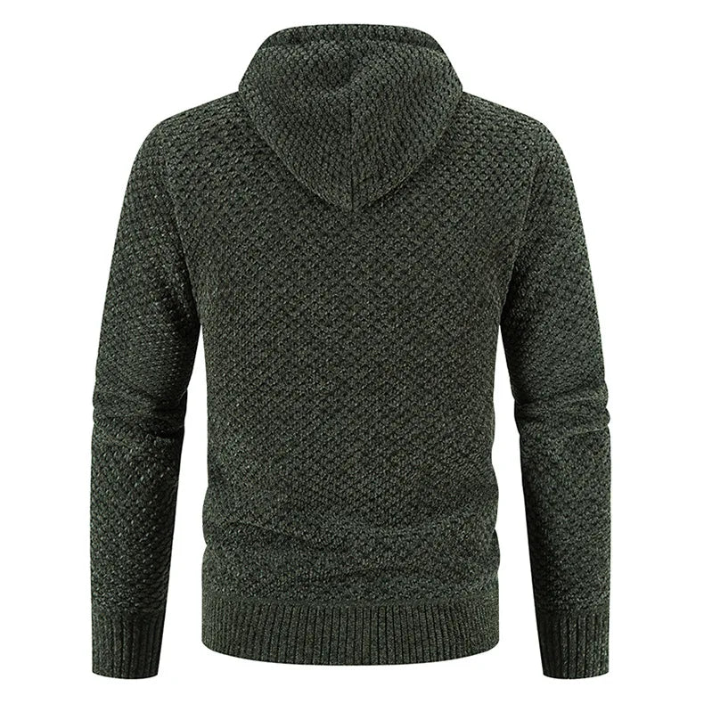 Men’s Knitted Cardigan – Fleece-Lined Zip-Up Winter Jacket