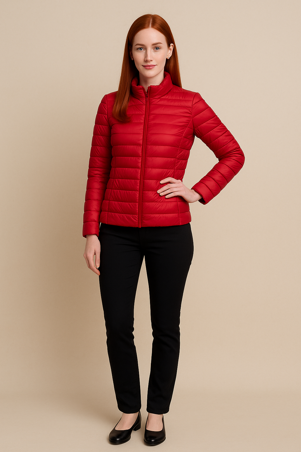 Women’s Slim Fit Quilted Down Jacket – Lightweight Warmth with Hip-Length Design
