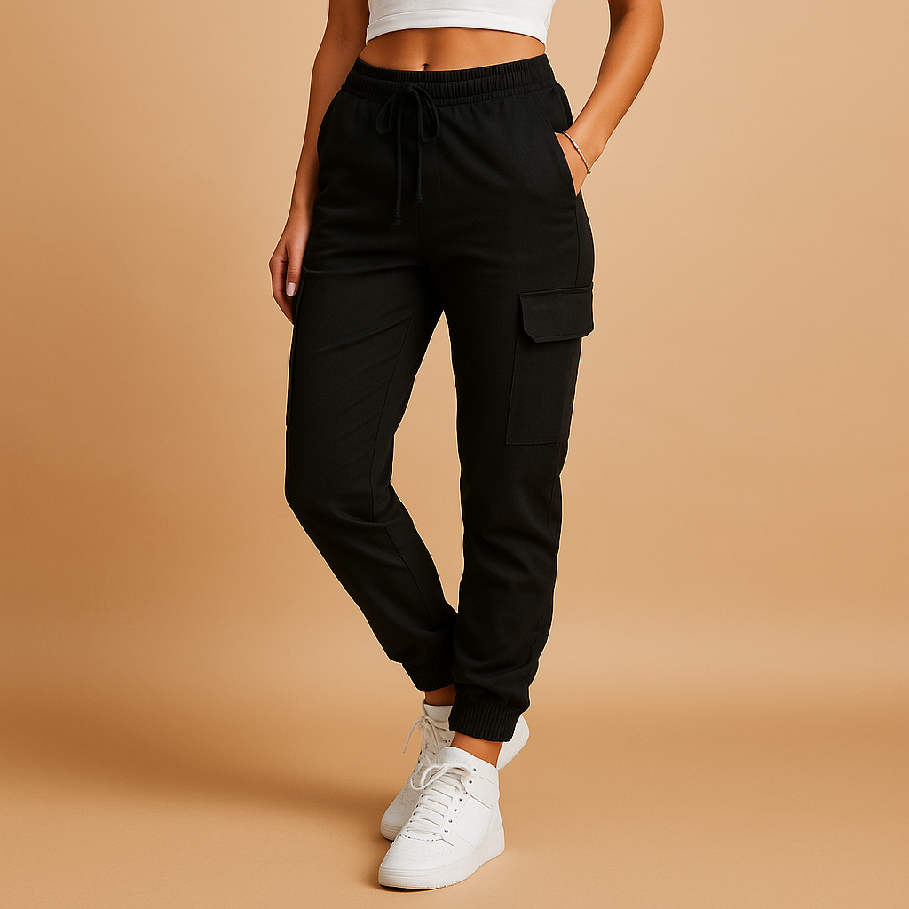 Women's High-Waisted Slim Cargo Trousers