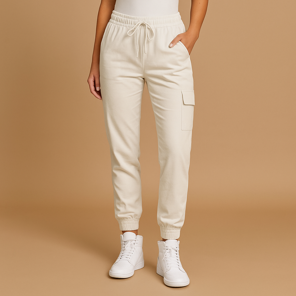 Women's High-Waisted Slim Cargo Trousers