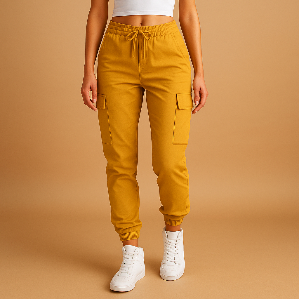Women's High-Waisted Slim Cargo Trousers