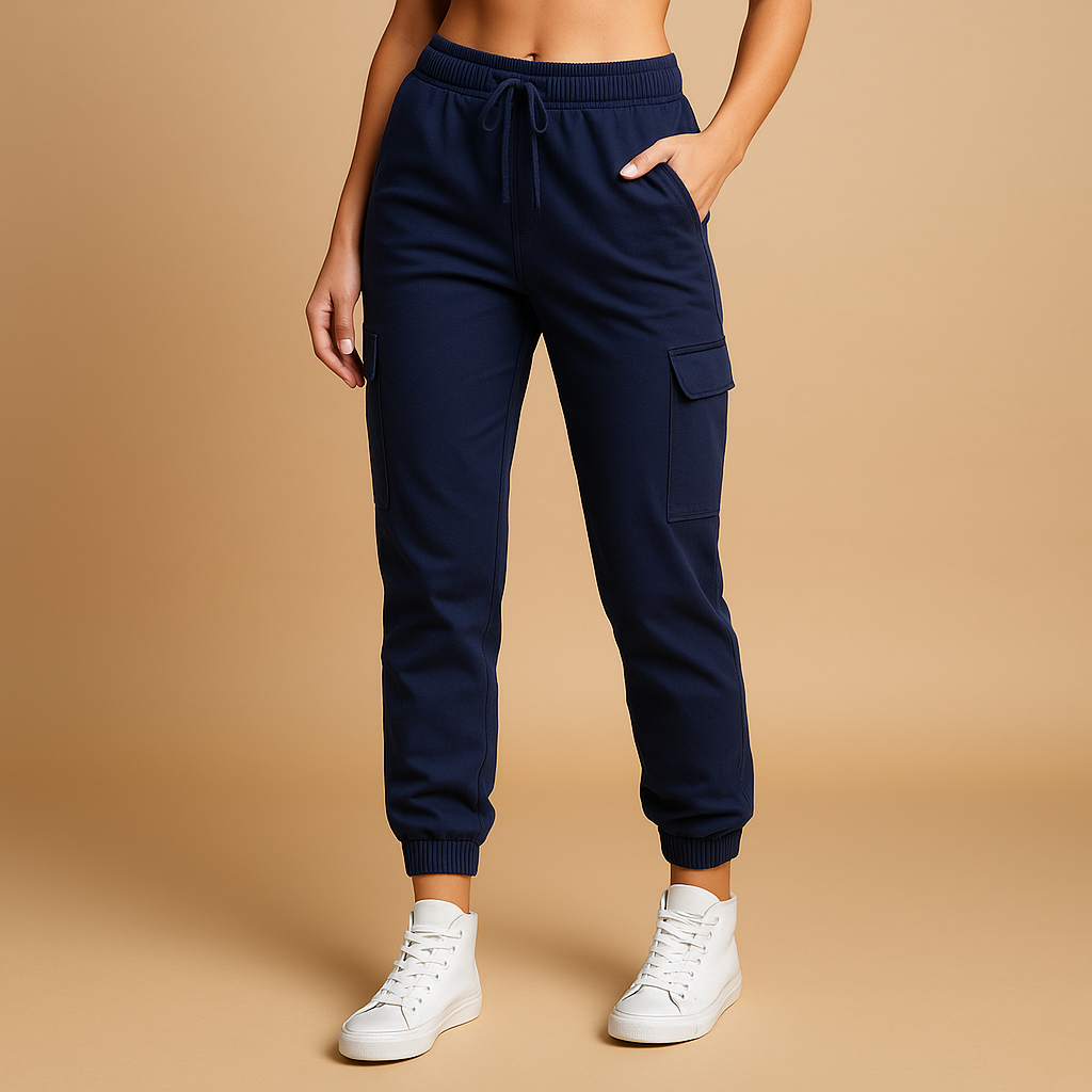 Women's High-Waisted Slim Cargo Trousers