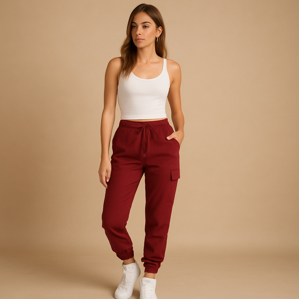 Women's High-Waisted Slim Cargo Trousers