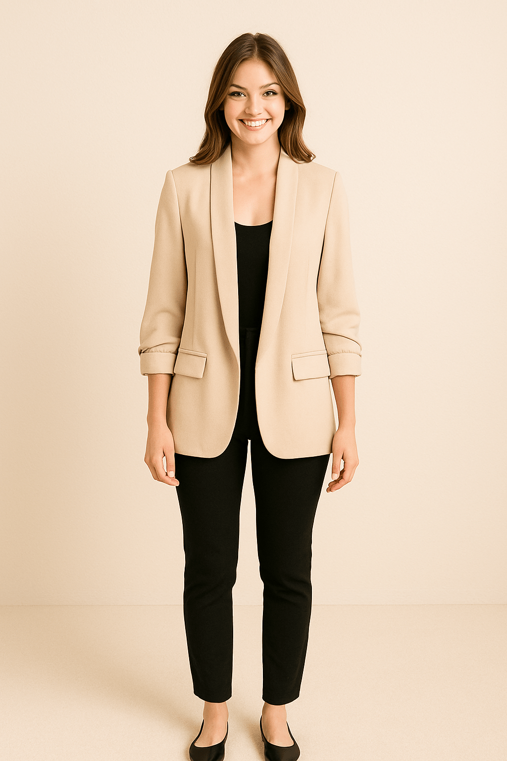 Women’s Lightweight Blazer – Rolled Sleeves Layering Piece