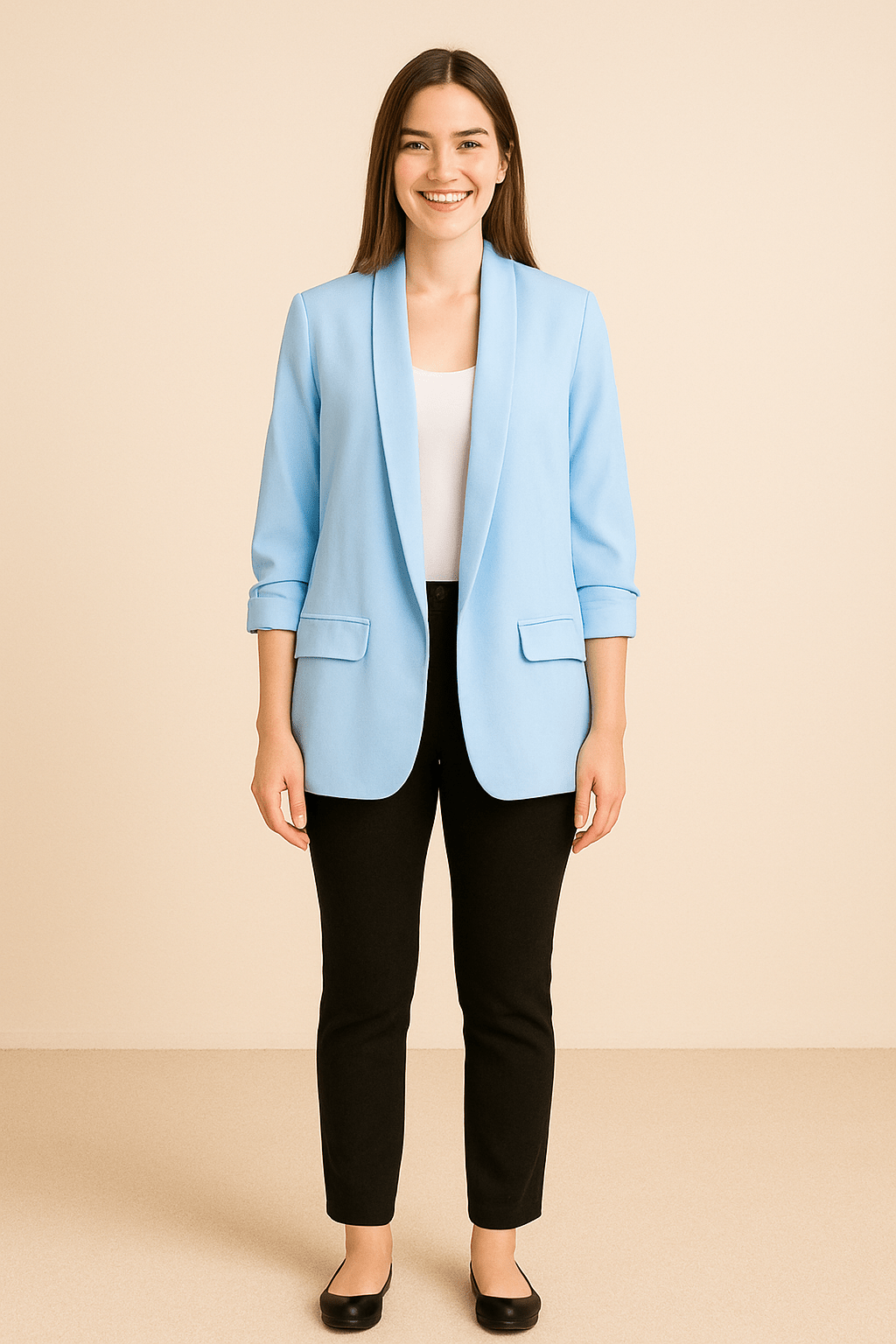 Women’s Lightweight Blazer – Rolled Sleeves Layering Piece