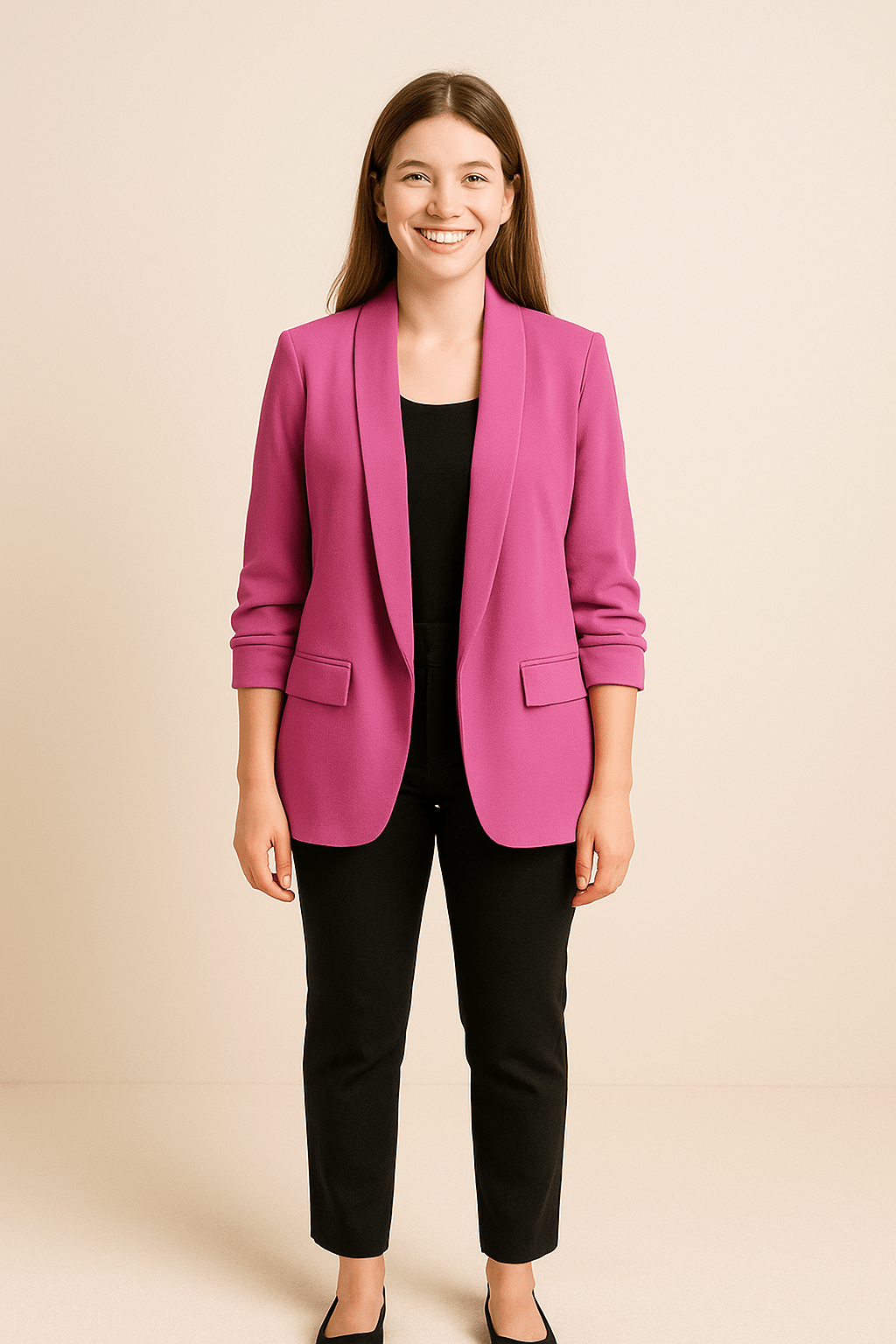 Women’s Lightweight Blazer – Rolled Sleeves Layering Piece