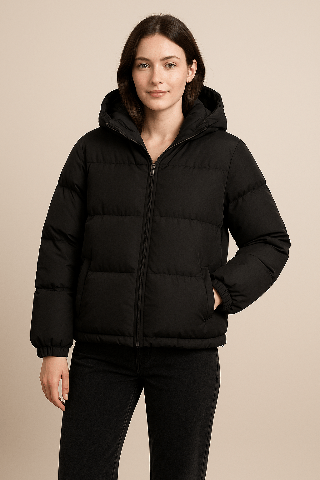 Women’s Quilted Oversized Hooded Jacket – Water-Repellent & Wind-Resistant