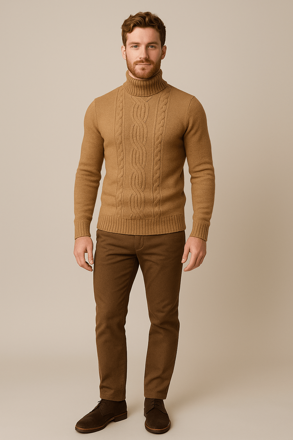Men’s Cable Knit Turtleneck Jumper