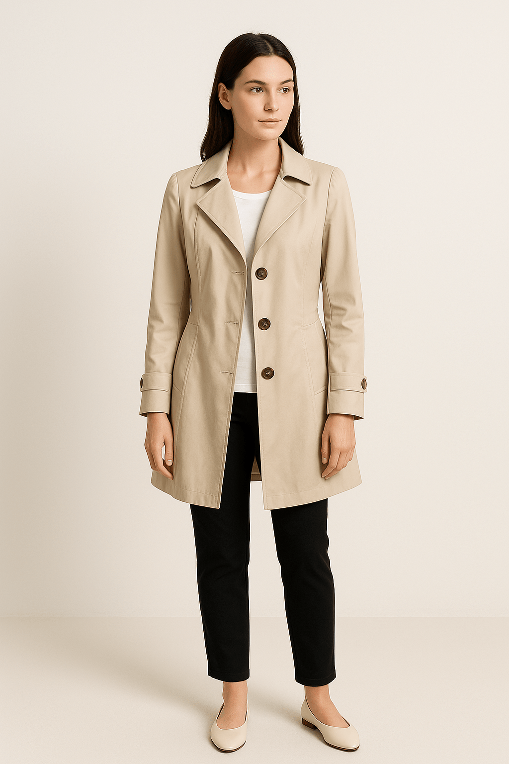 Women’s Trench Coat with Notched Collar