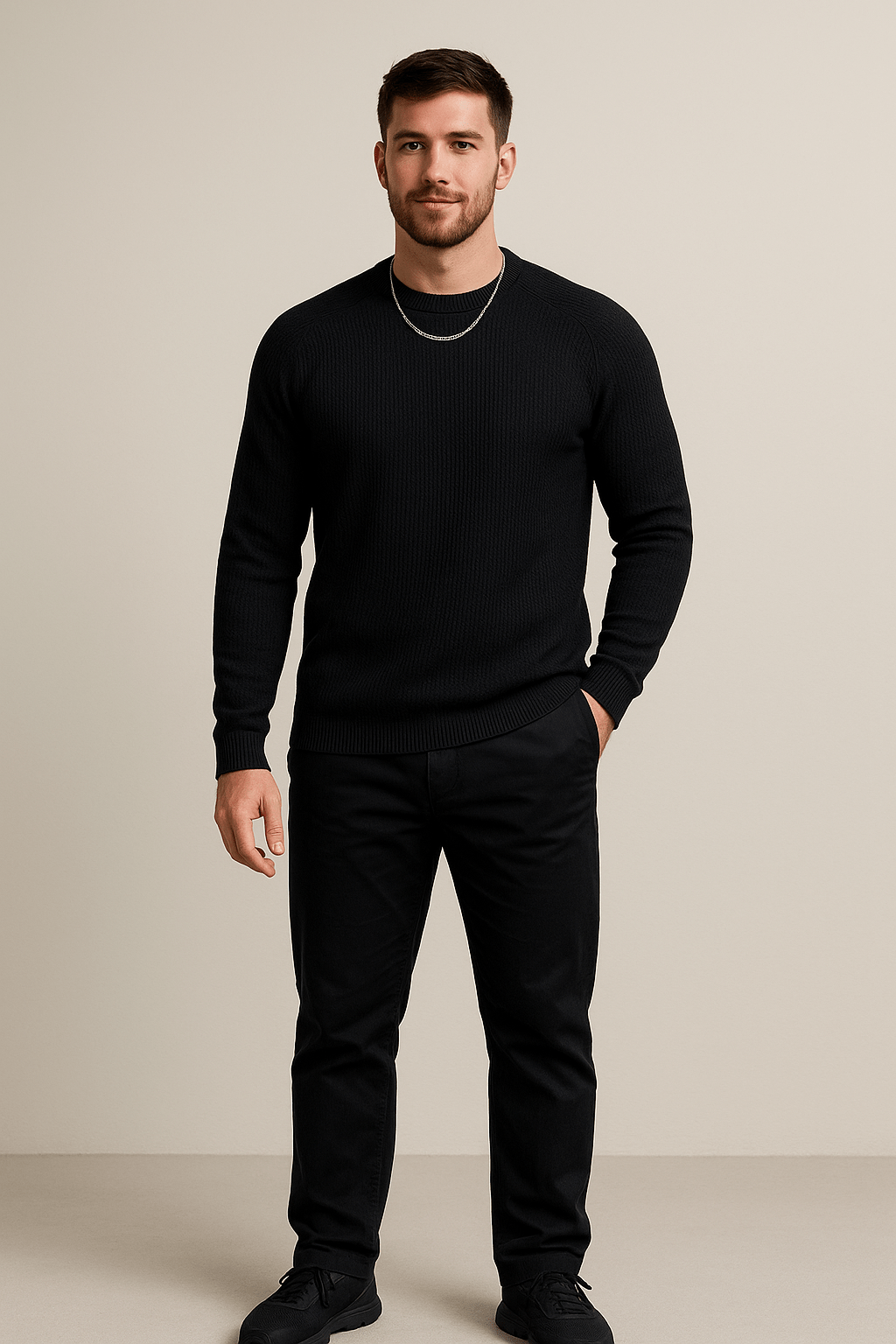 Men’s Ribbed Knit Sweater – Slim Fit Crewneck Pullover