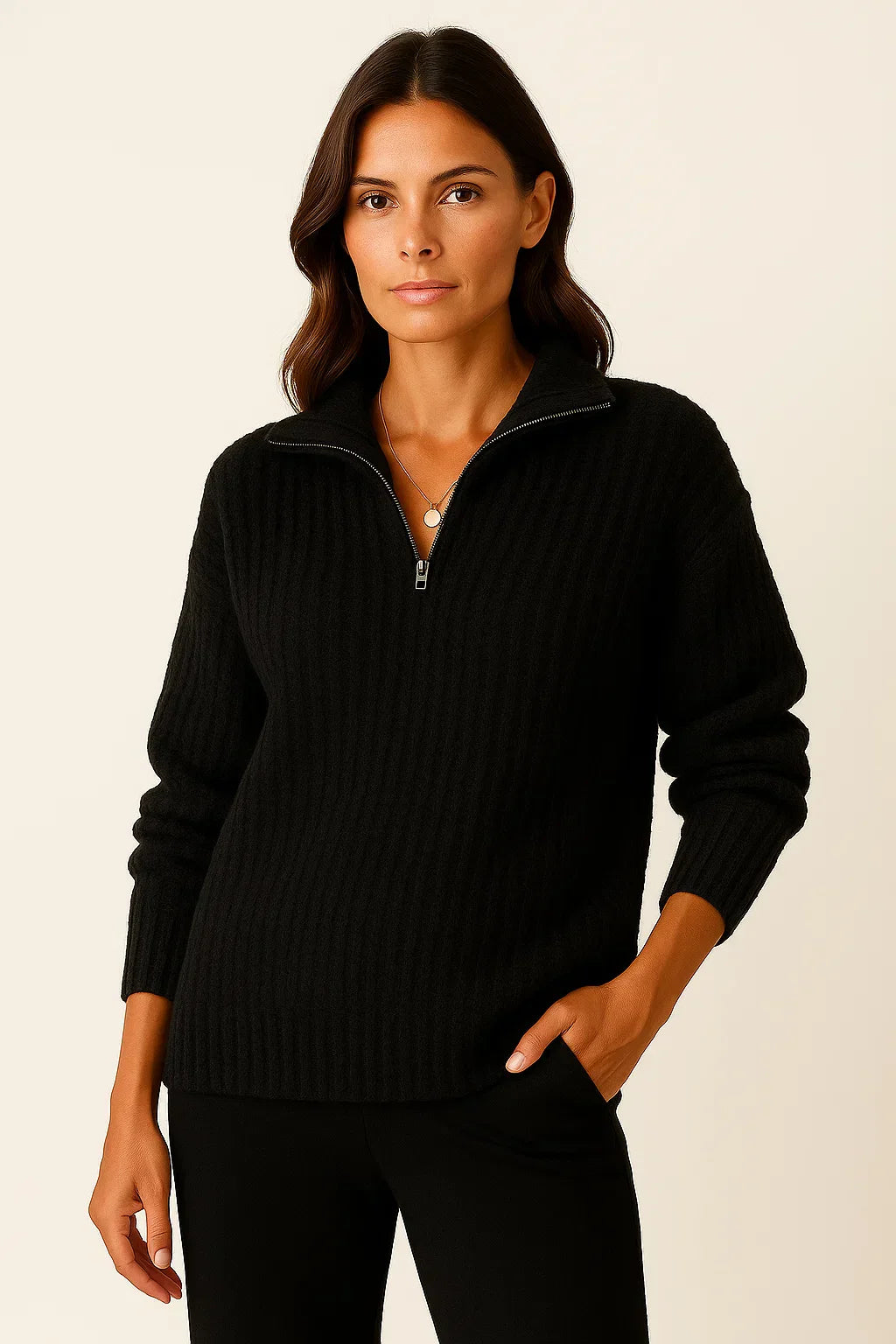Women’s Half Zip Pullover – Casual Jumper with Long Sleeves