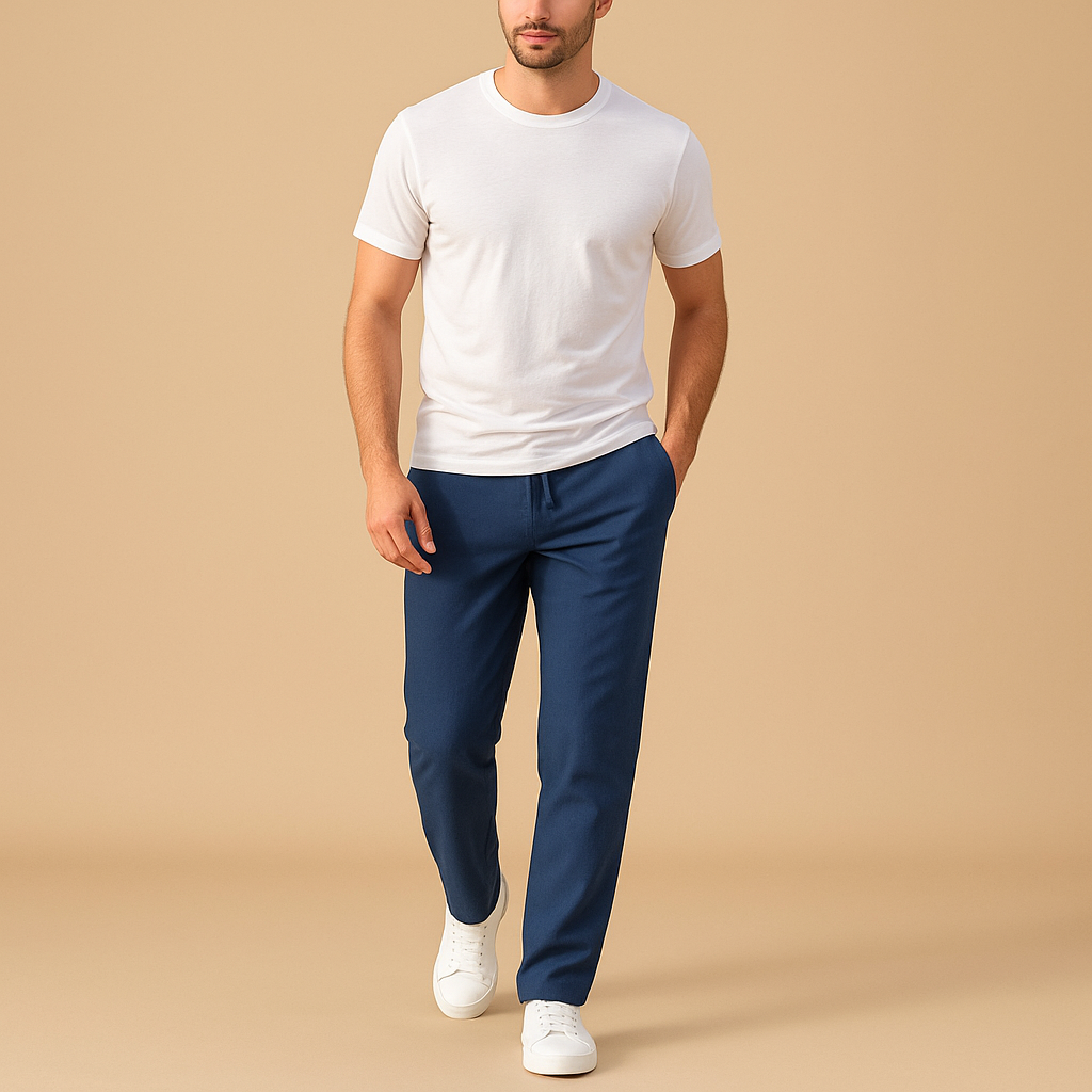 Men’s Casual Cotton Pants with Elastic Waistband – Relaxed Everyday Fit
