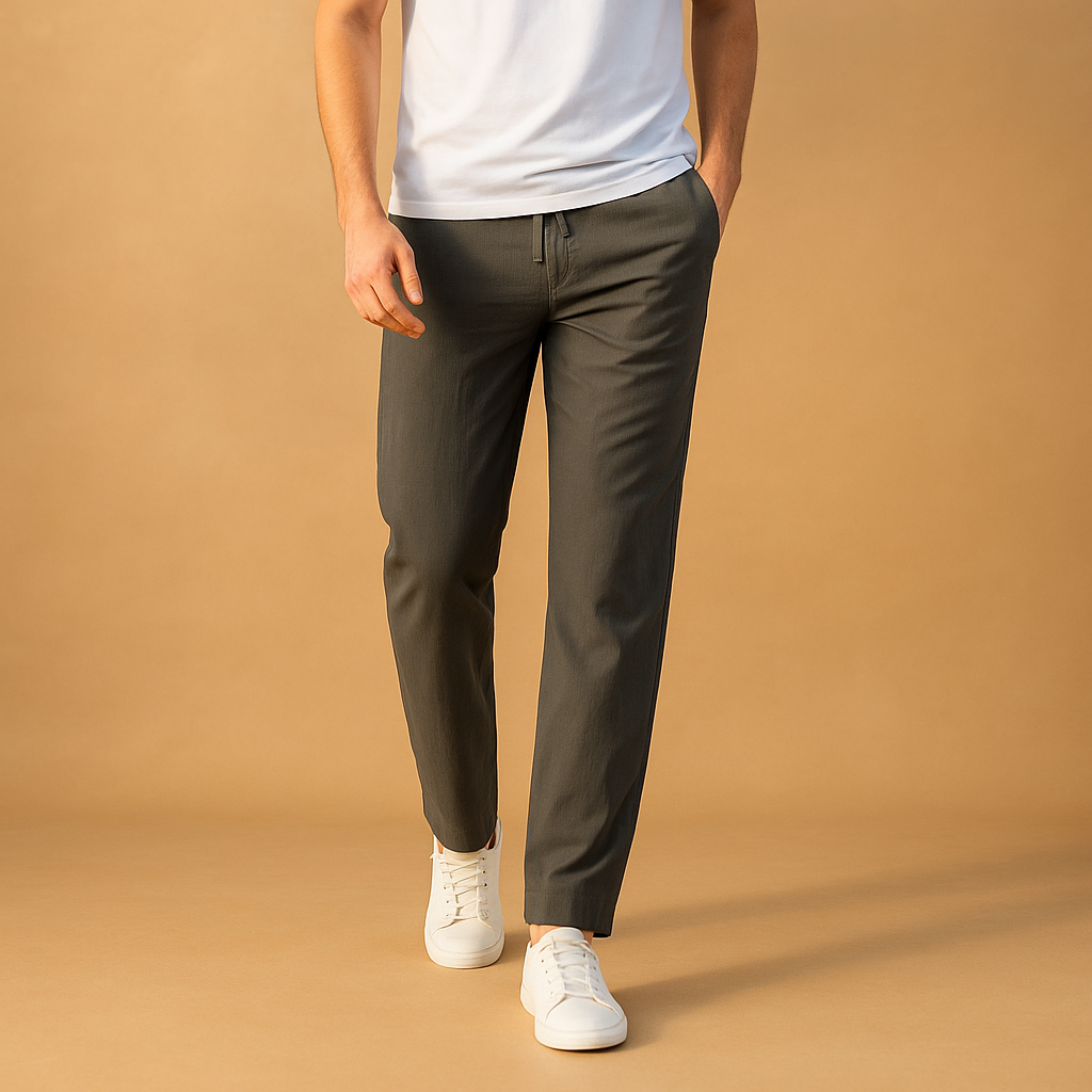 Men’s Casual Cotton Pants with Elastic Waistband – Relaxed Everyday Fit