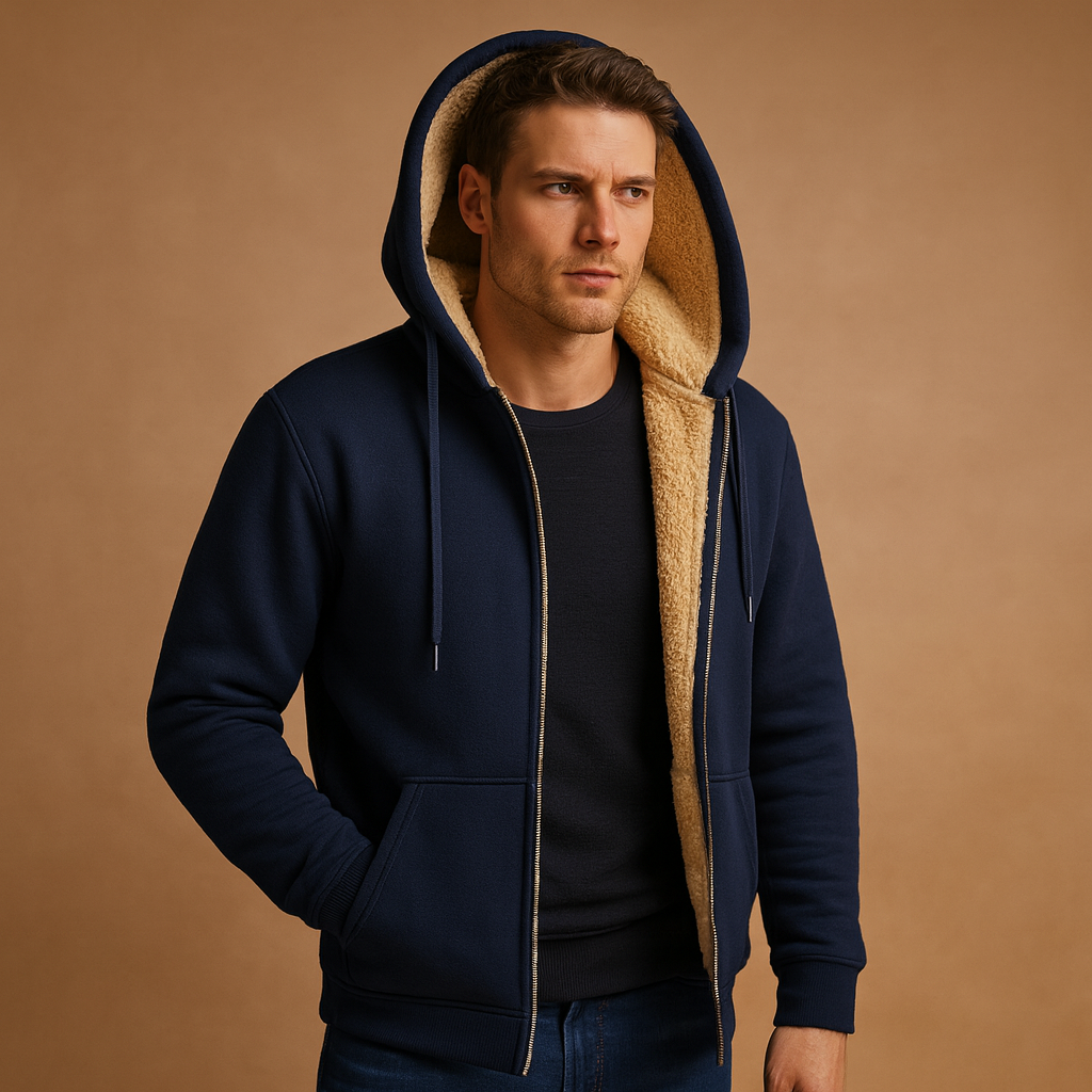 Men’s Fleece Cardigan – Warm Zip-Up with Faux-Fur Lining