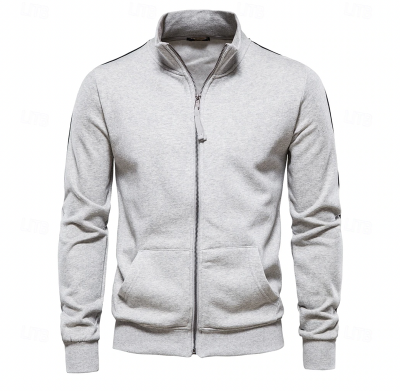 Men’s Zip-Up Cardigan with High Collar – Lightweight & Casual