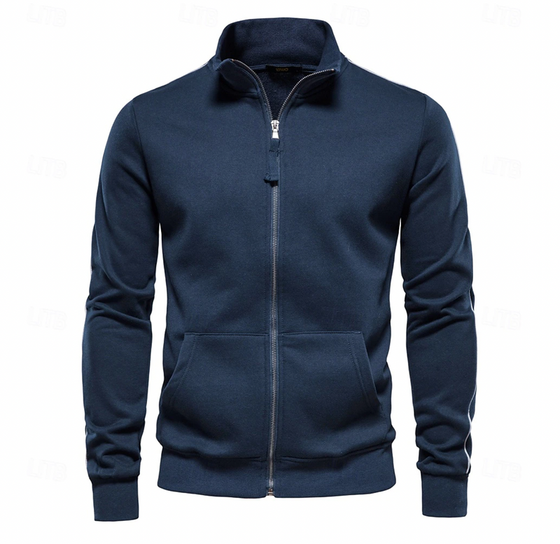 Men’s Zip-Up Cardigan with High Collar – Lightweight & Casual