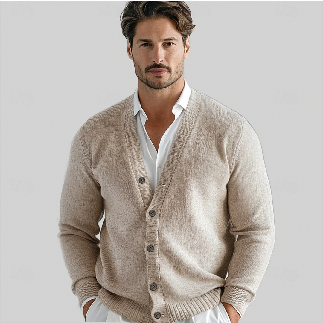 Men’s Button-Up Cardigan with Classic V-Neck – Comfortable Fit