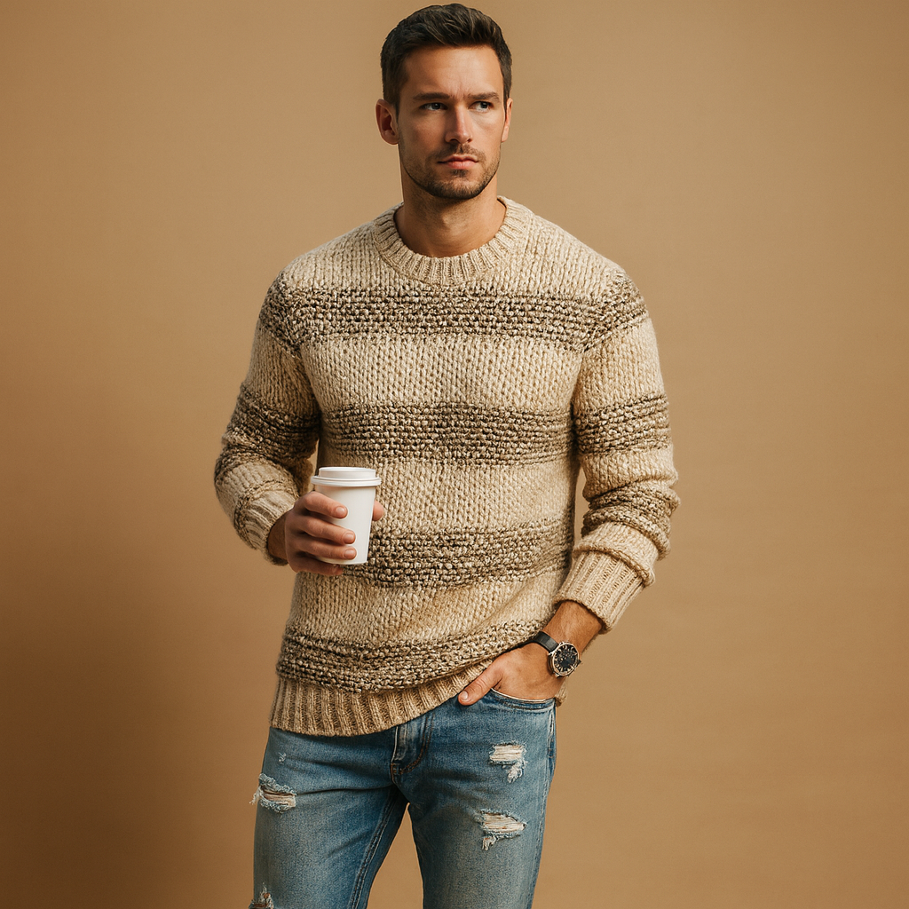 Men’s Fair Isle Jumper – Knitted Nordic Winter Sweater
