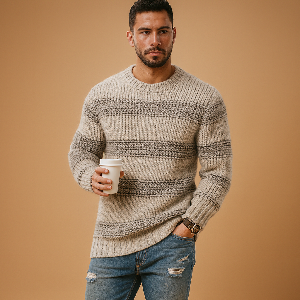 Men’s Fair Isle Jumper – Knitted Nordic Winter Sweater