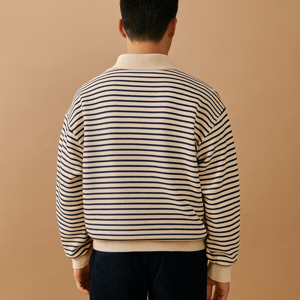 Men’s Striped Half Zip Sweater – Casual and Modern Style