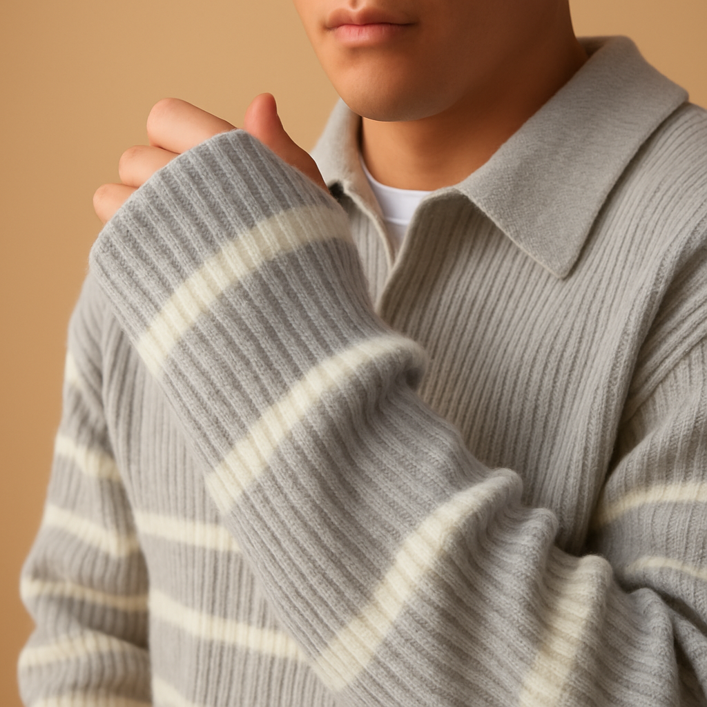 Men’s Half-Zip Striped Sweater – Casual & Modern Fit