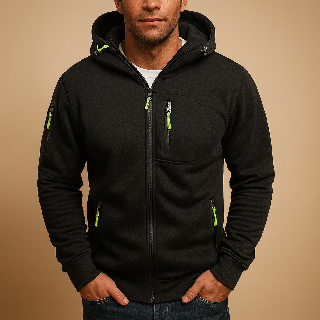 Men's Zip Hoodie with Adjustable Hood