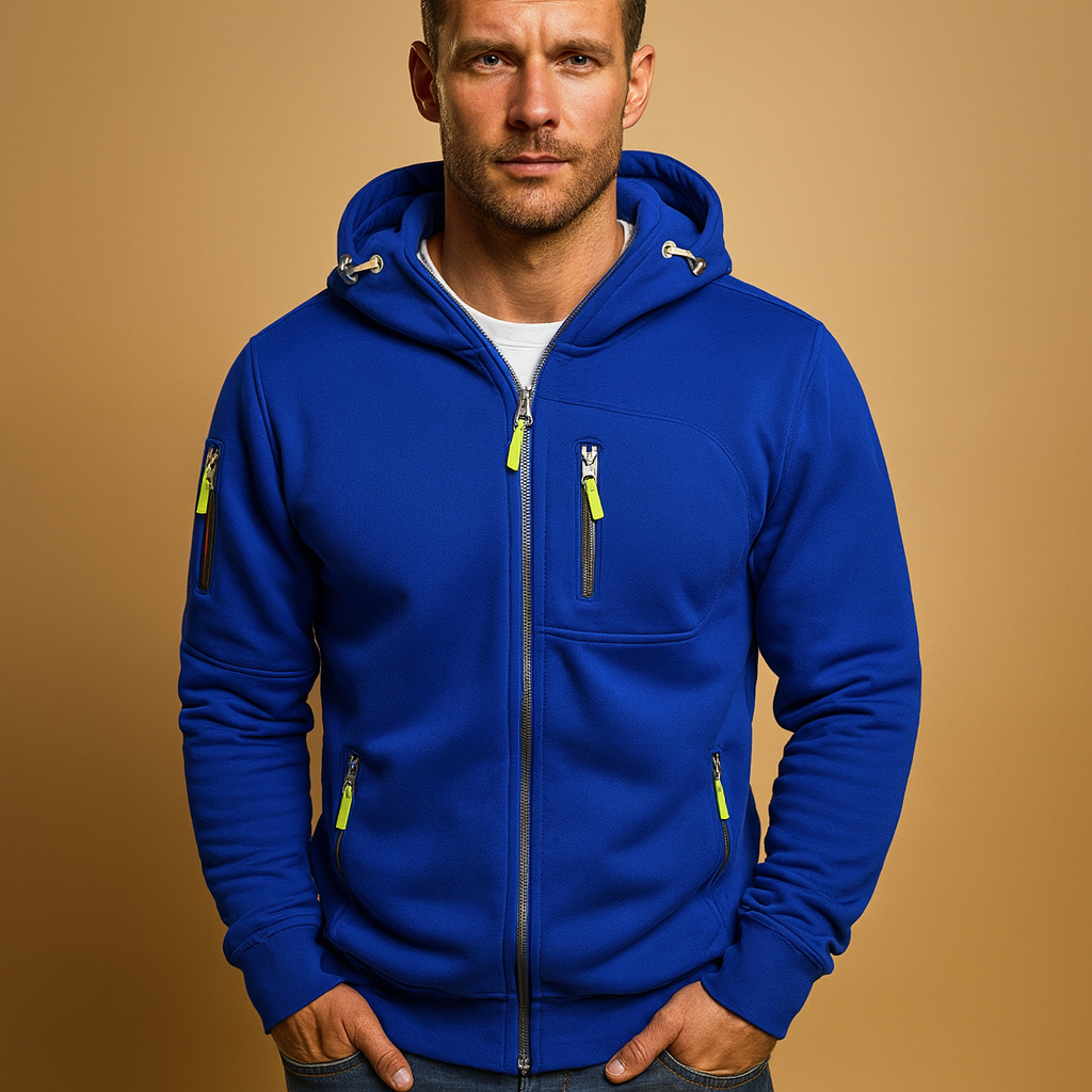 Men's Zip Hoodie with Adjustable Hood