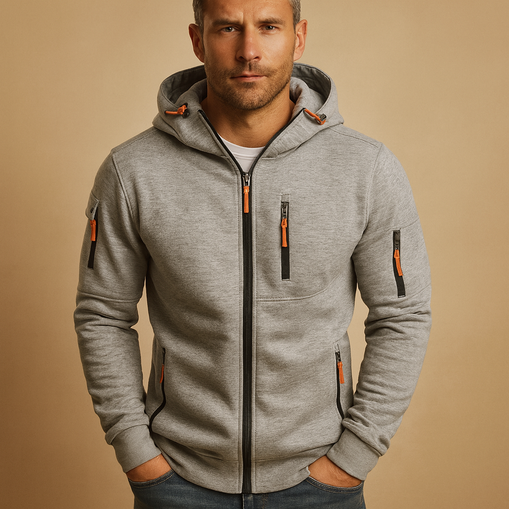 Men's Zip Hoodie with Adjustable Hood