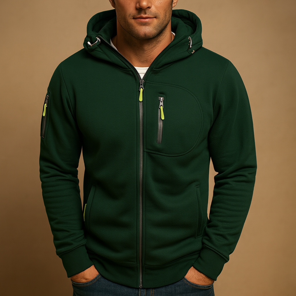 Men's Zip Hoodie with Adjustable Hood