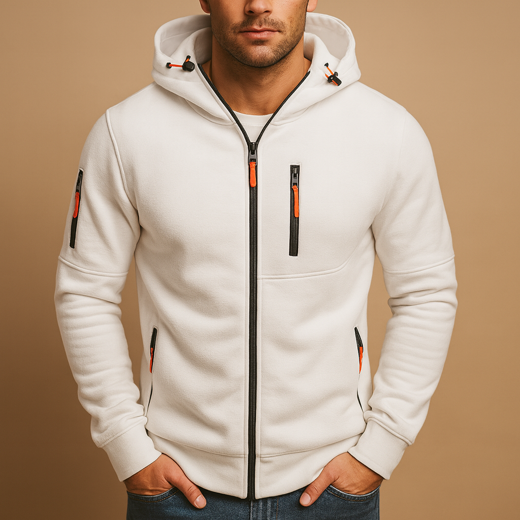 Men's Zip Hoodie with Adjustable Hood