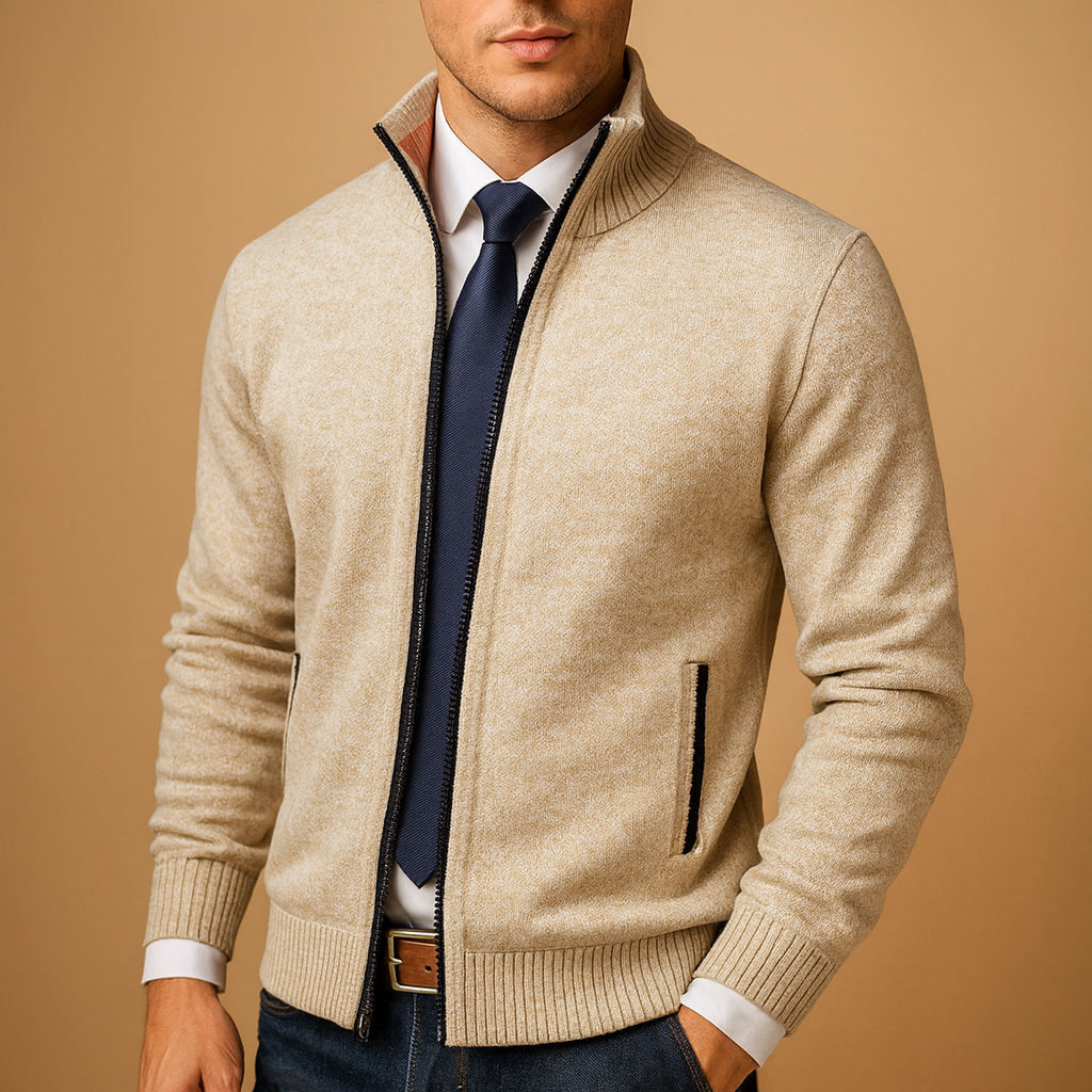 Men's Zip Cardigan with Modern Fit