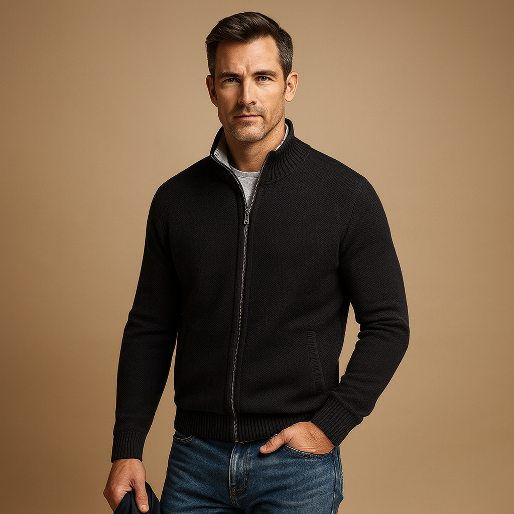 Men's Zip Cardigan with Modern Fit