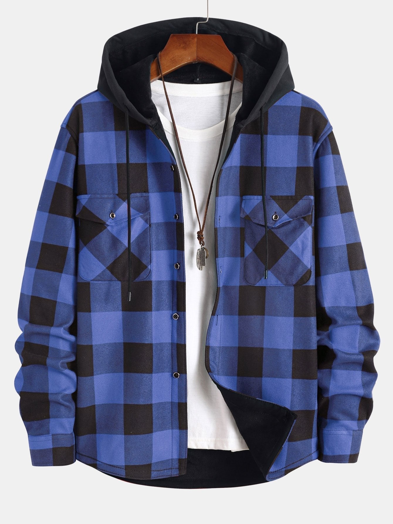 Men’s Hooded Flannel Shirt – Fleece-Lined Plaid Overshirt