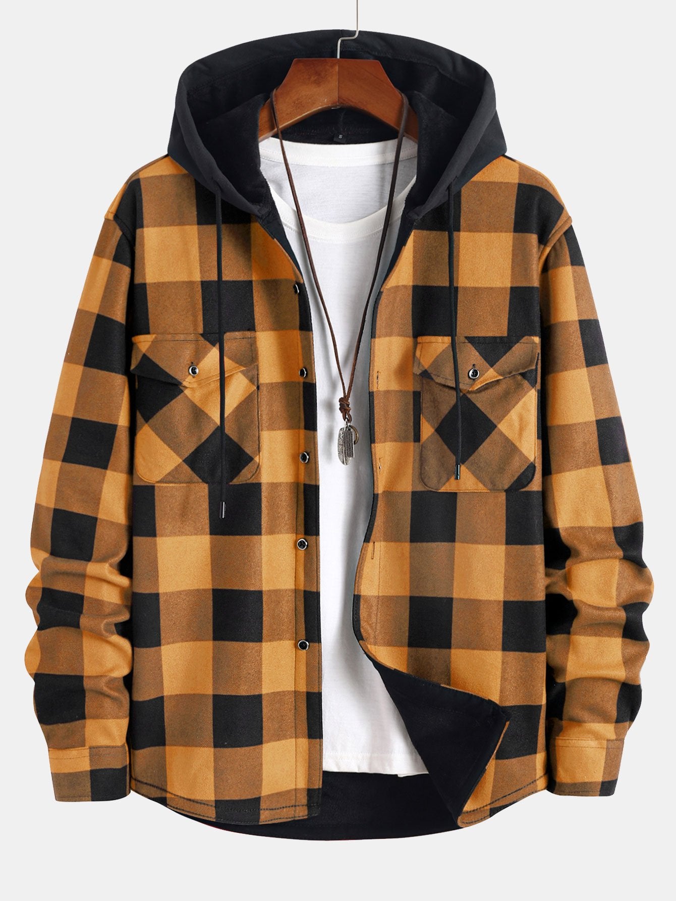 Men’s Hooded Flannel Shirt – Fleece-Lined Plaid Overshirt