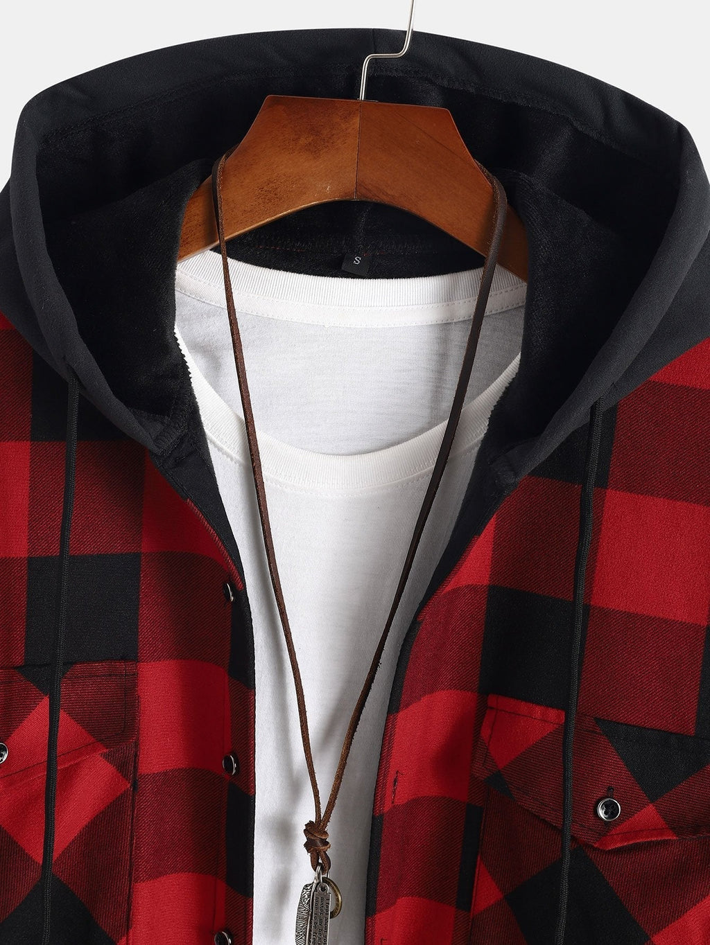 Men’s Hooded Flannel Shirt – Fleece-Lined Plaid Overshirt