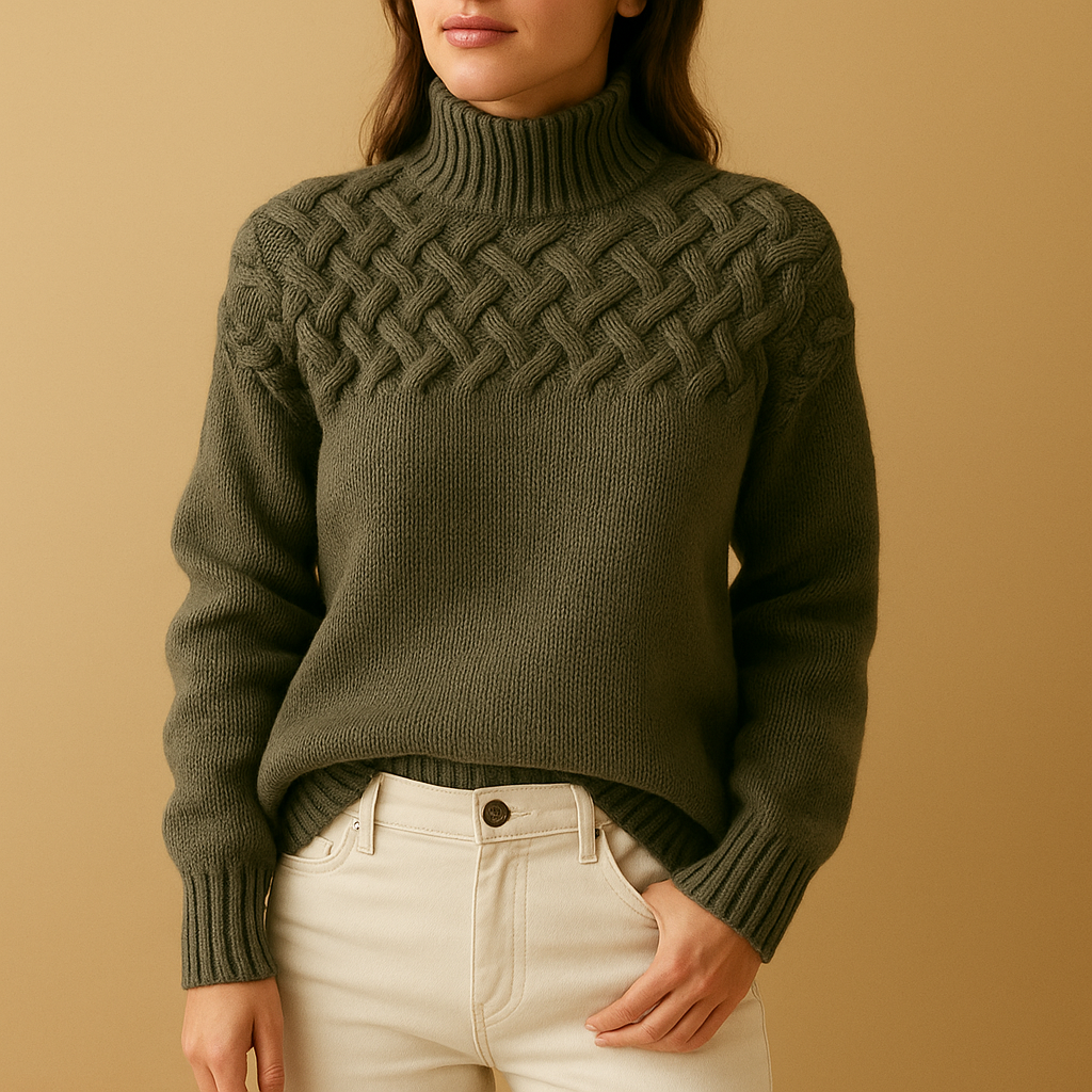Women’s Knitted Turtleneck Sweater with Soft Texture