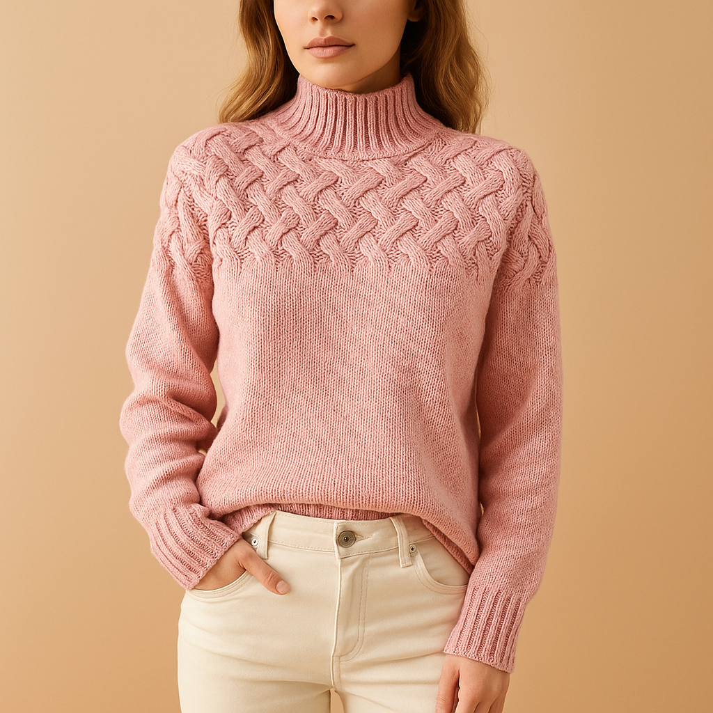 Women’s Knitted Turtleneck Sweater with Soft Texture