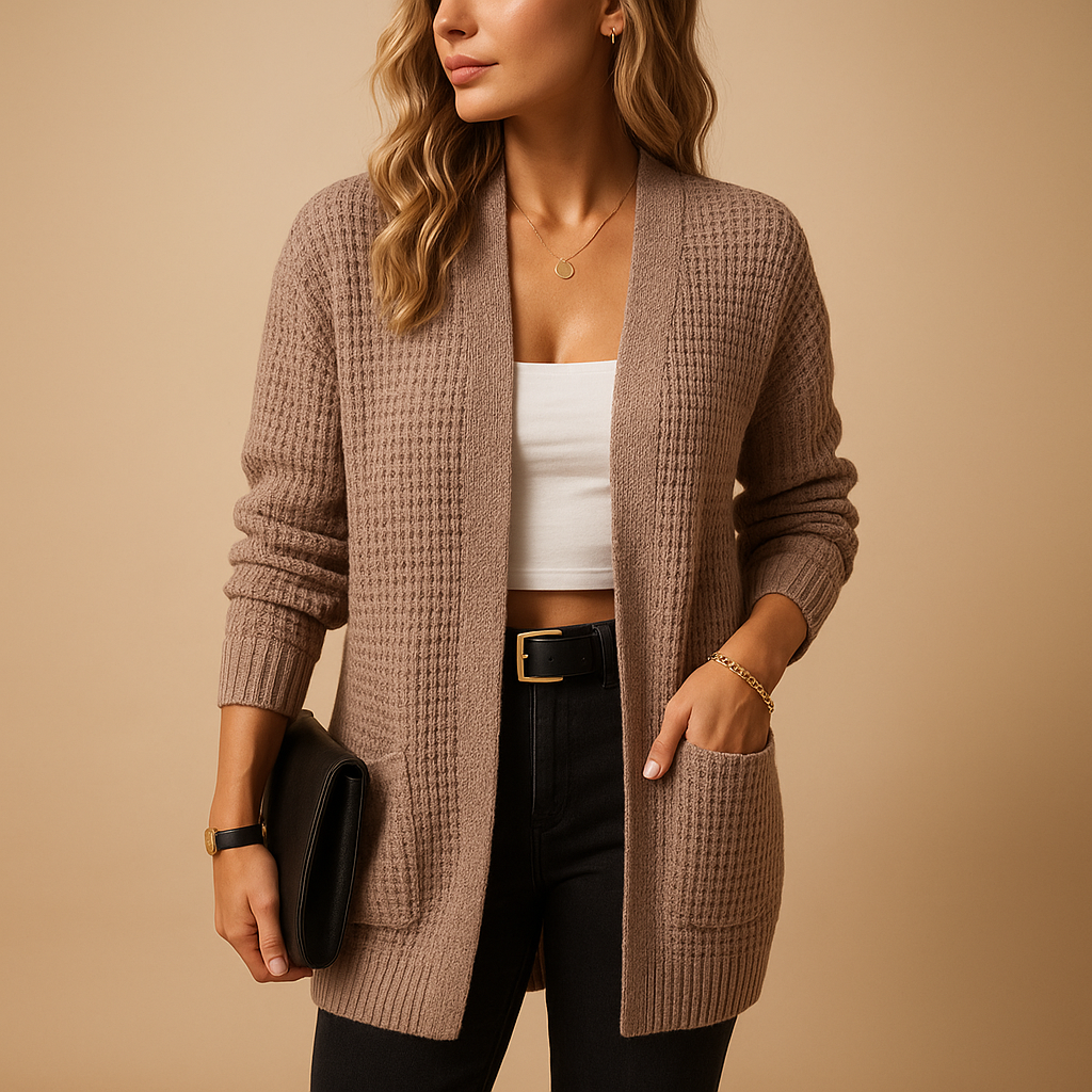 Women’s Long V-Neck Cardigan with Pockets – Effortless Style and Comfort