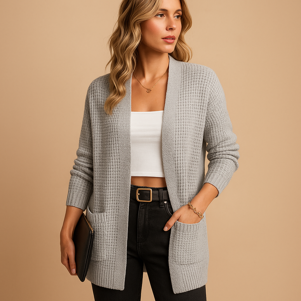 Women’s Long V-Neck Cardigan with Pockets – Effortless Style and Comfort
