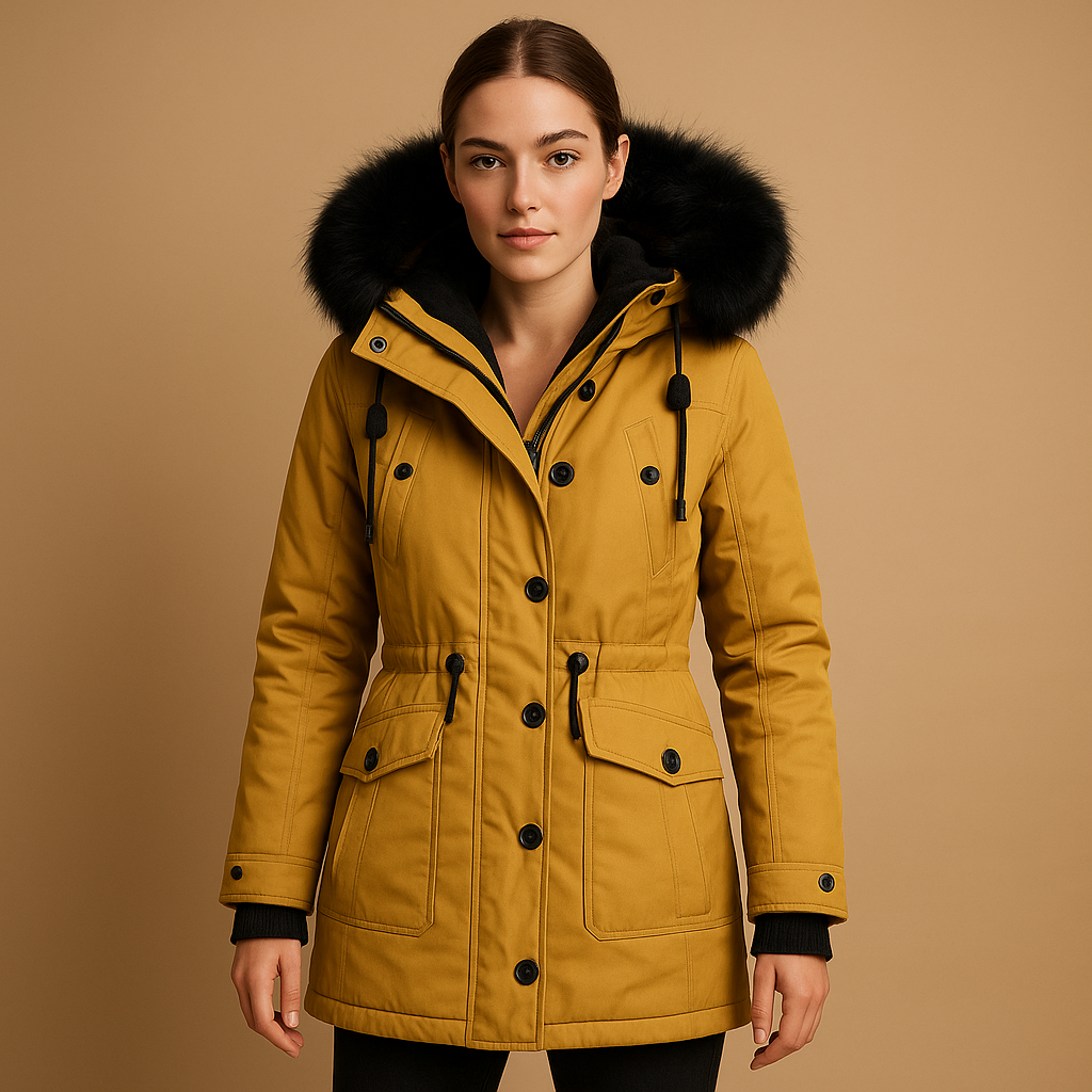 Women’s Long Waterproof Winter Coat with Faux Fur Hood